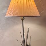 Desk lamp in marble and metal plated silver cigne decorated signed by agudo,