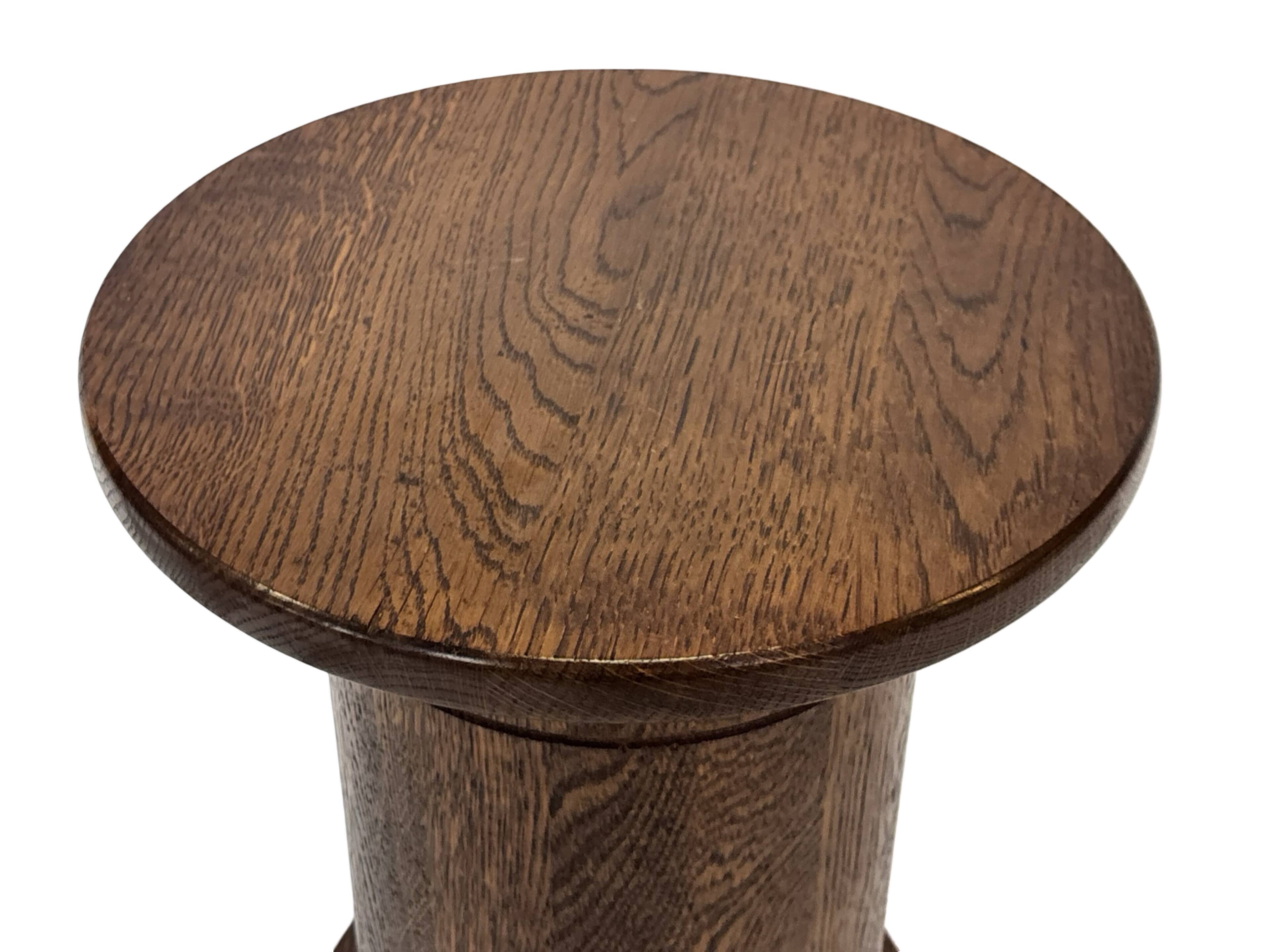 Vintage oak plant table low stool 70s design