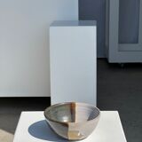 White and glossy brown two-tone ceramic bowl, matt earth