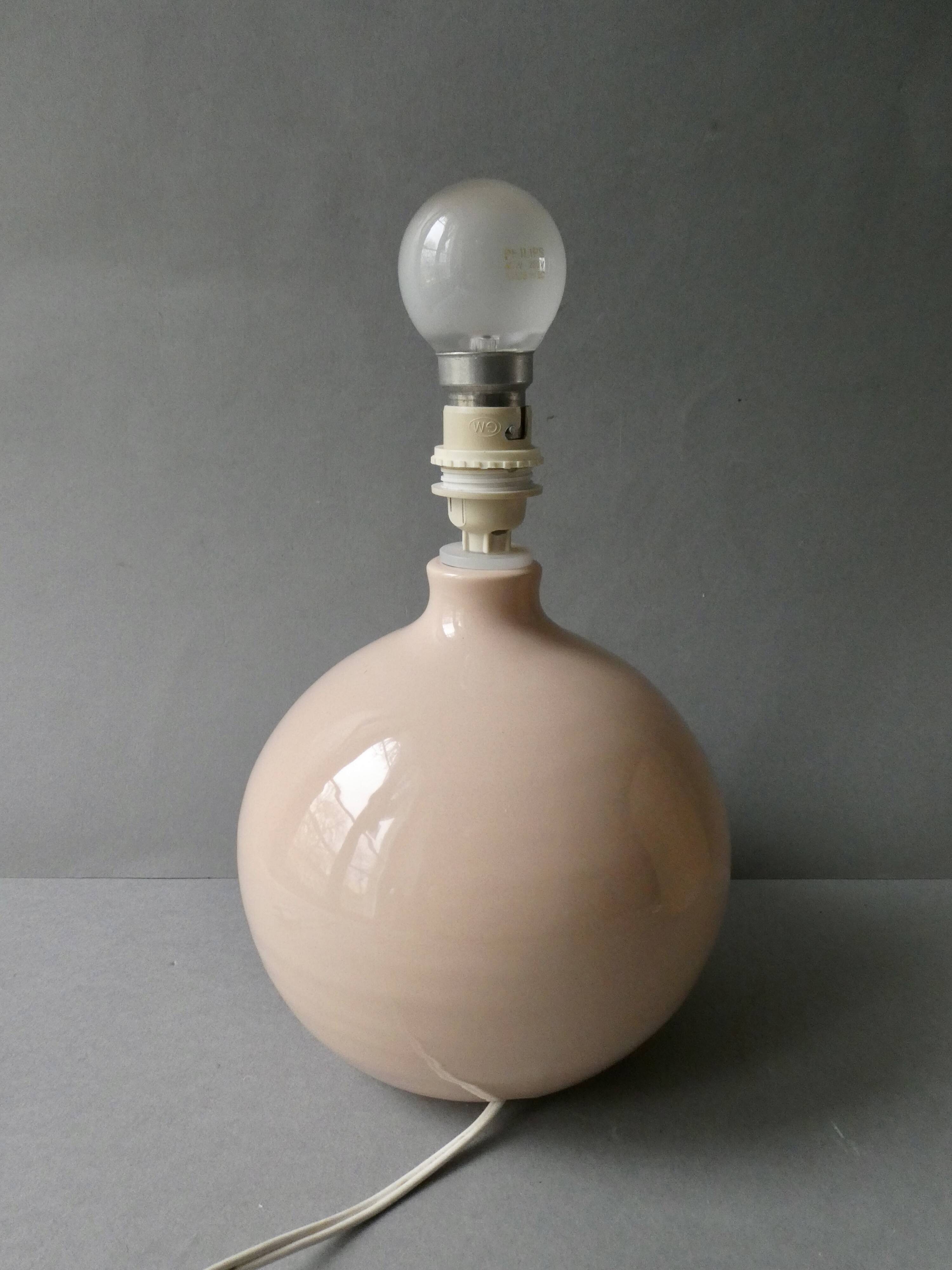 Ceramic lamp, pastel pink, around 1990.
