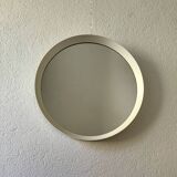 Scandinavian white round mirror from the 60s