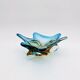Murano Sommerso Blue Amber Sculpture Bowl 23cm
