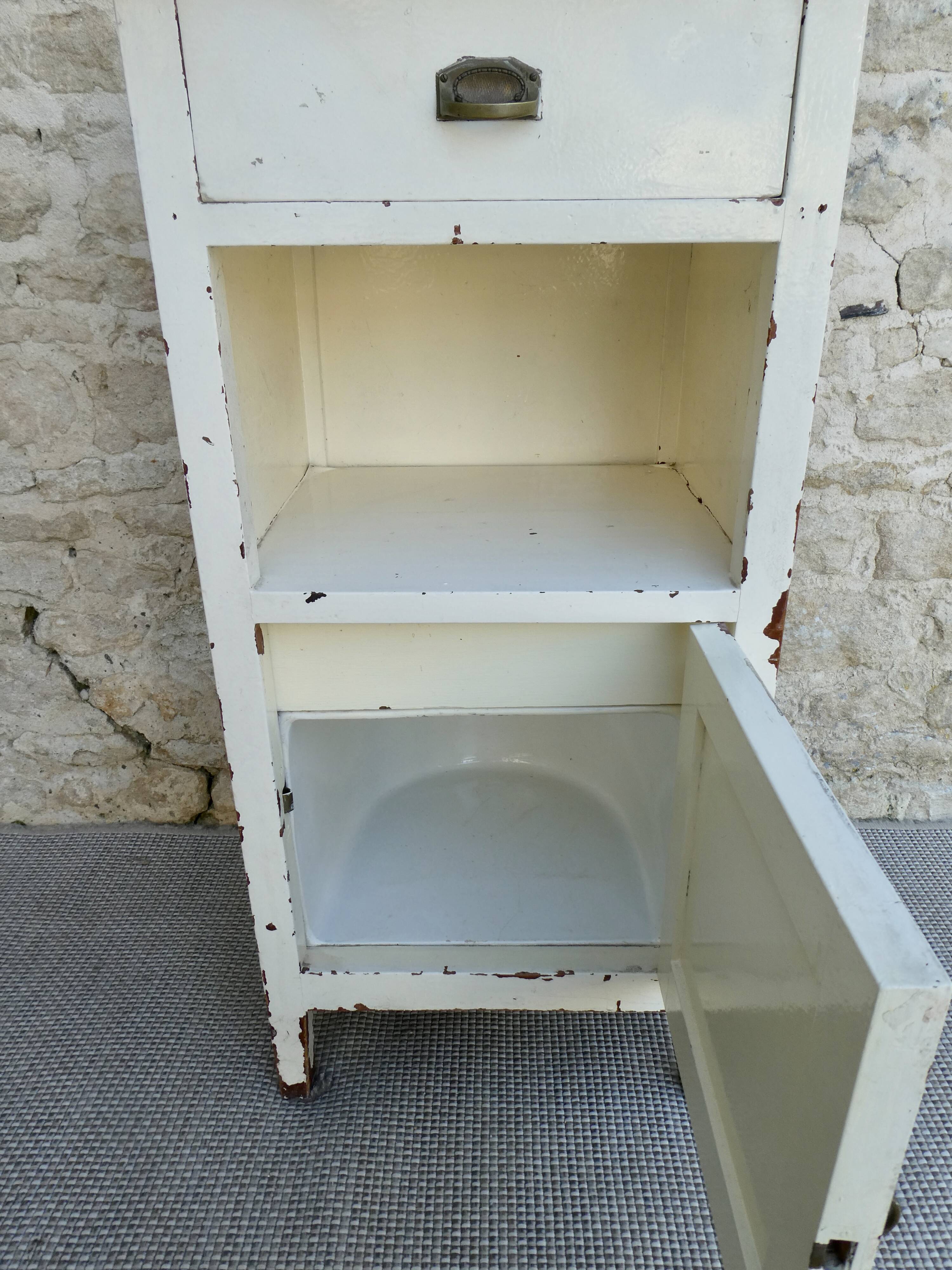 Bedside, wooden nightstand, clinic in Switzerland, 30s-40s