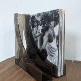 Vintage smoked plexiglass vinyl record holder / 70s