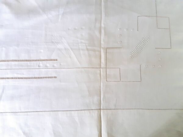 Drap et sa taie ajourés et brodés en coton pour une personne