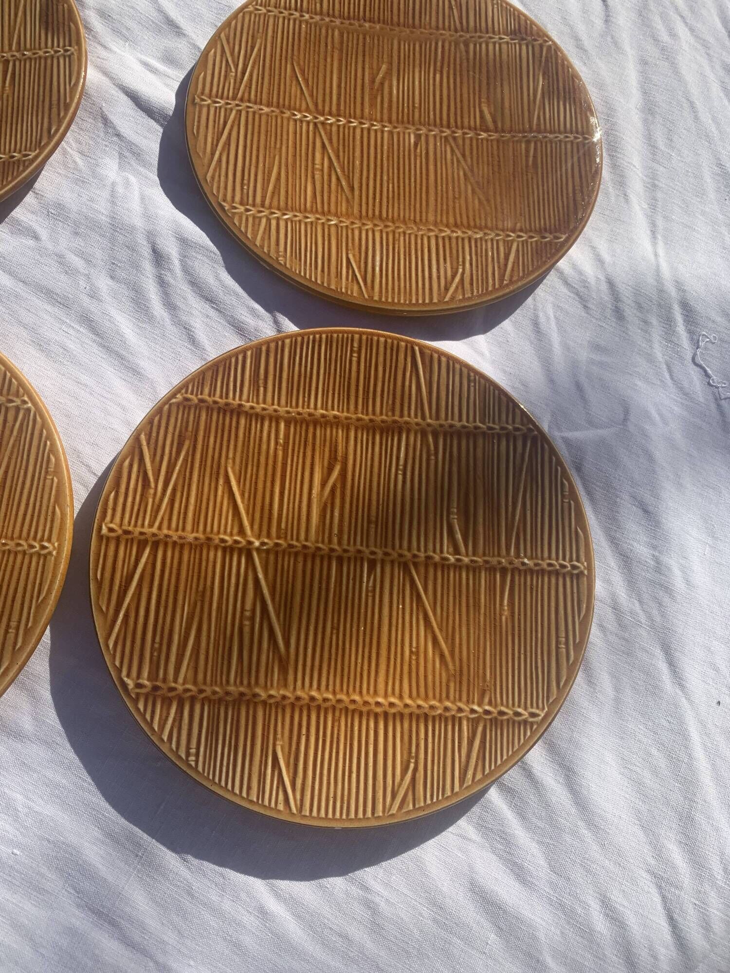 9 plates in straw slurry val d or creation made in france vintage