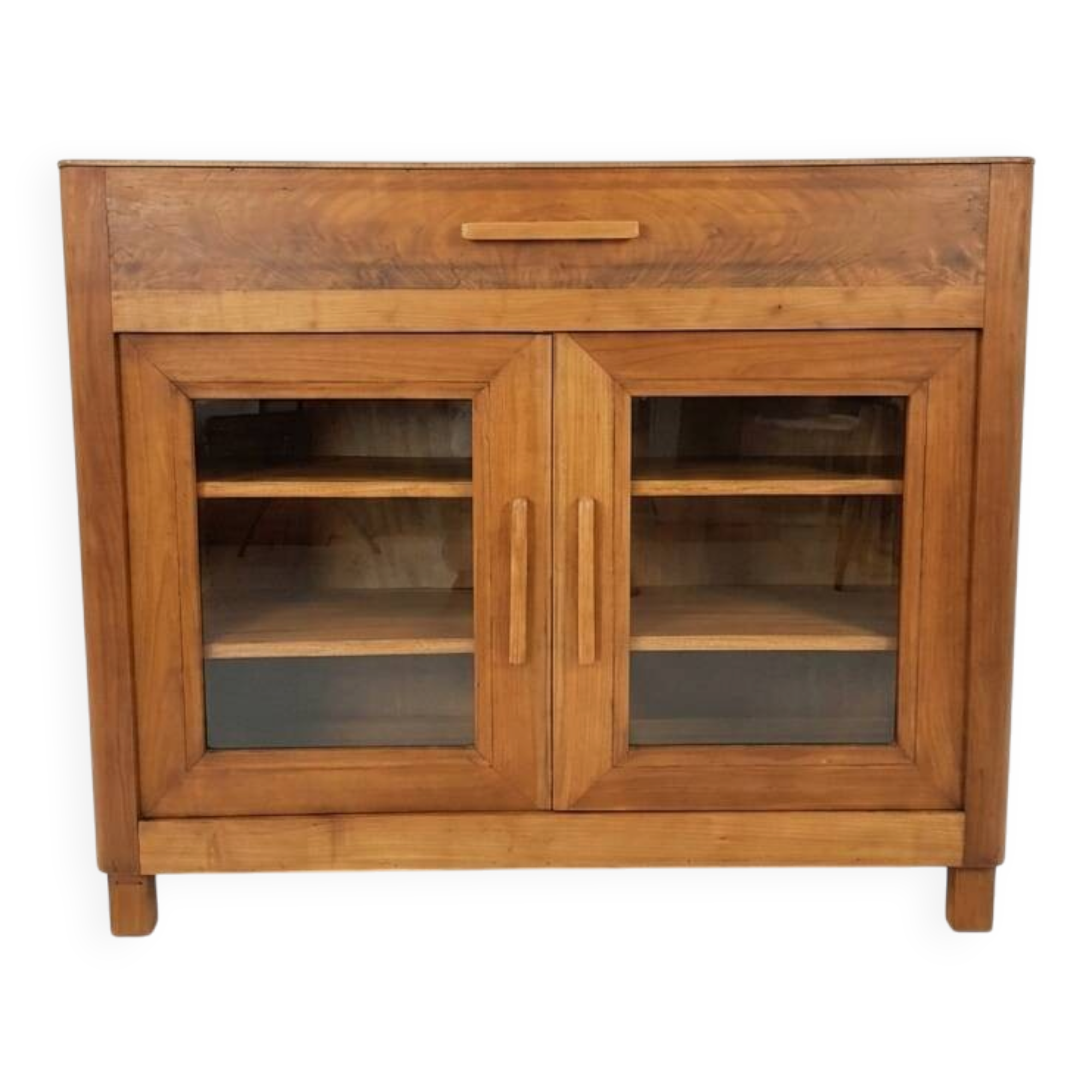 Cherry wood sideboard with glass doors