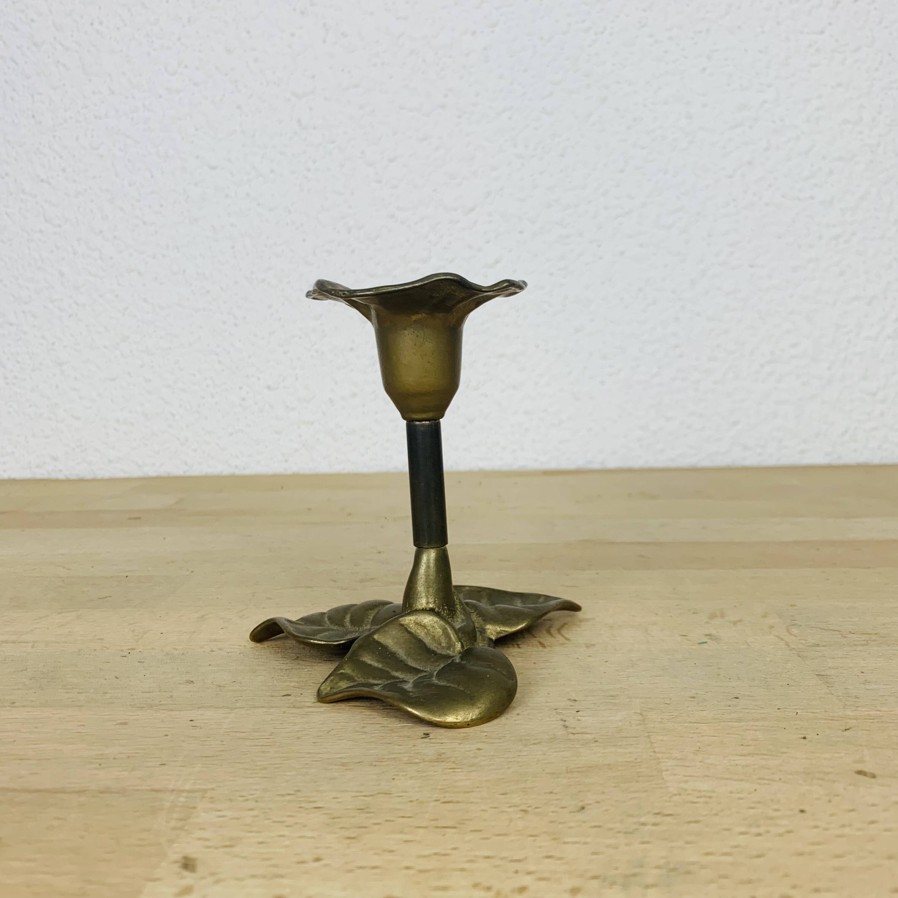 Vintage brass flower candle holder