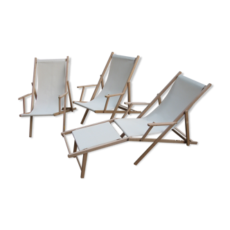 Lot de 3 chaises transat pliantes