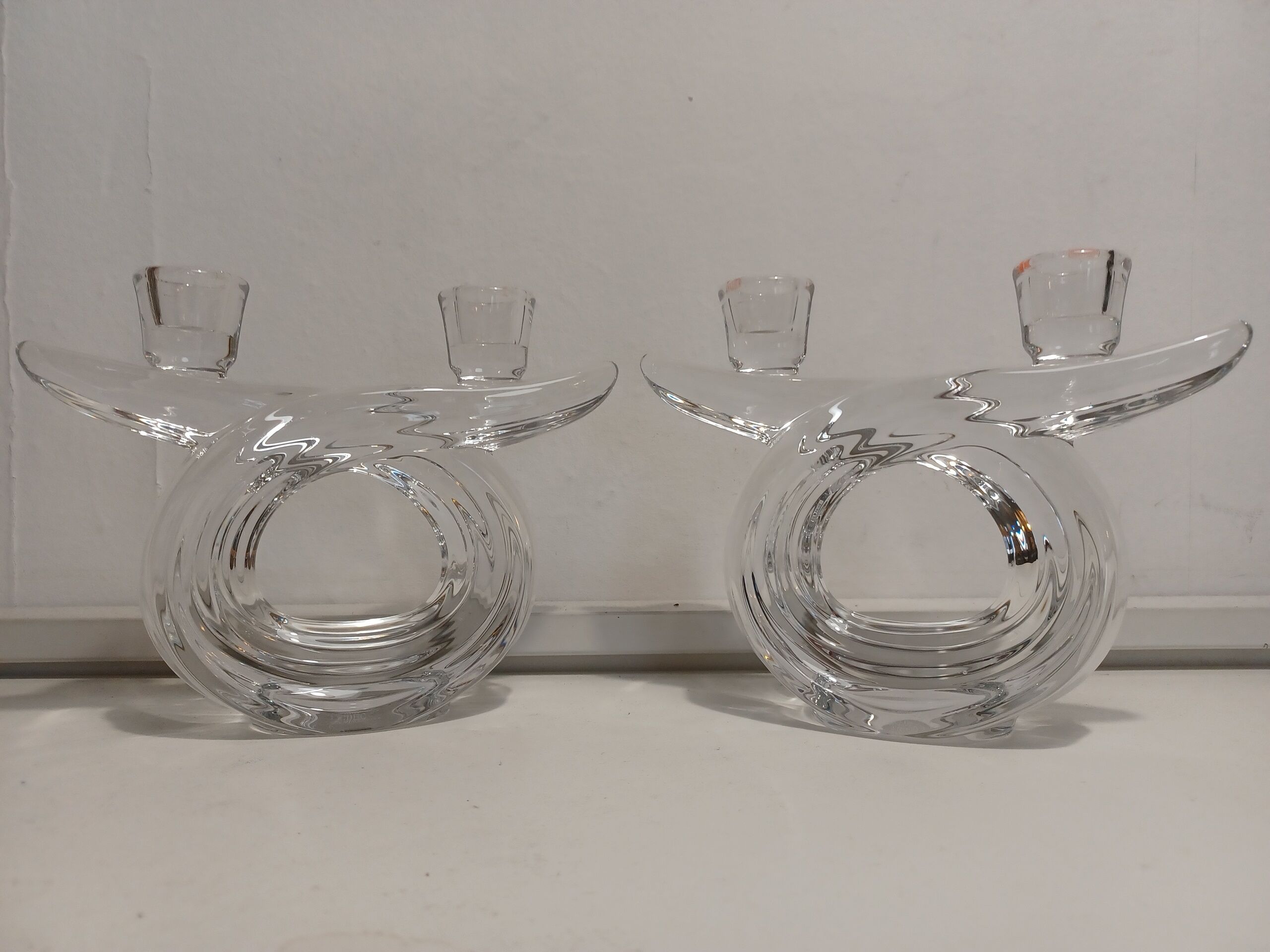 Pair of crystal candle holders from Vannes Le Chatel