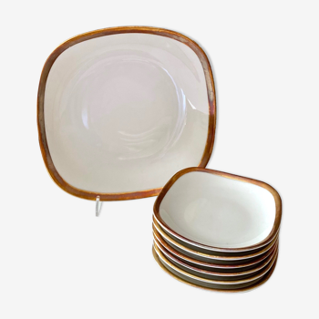 Assiettes en porcelaine des années 50 avec bord en or par Bareuther Waldsassen