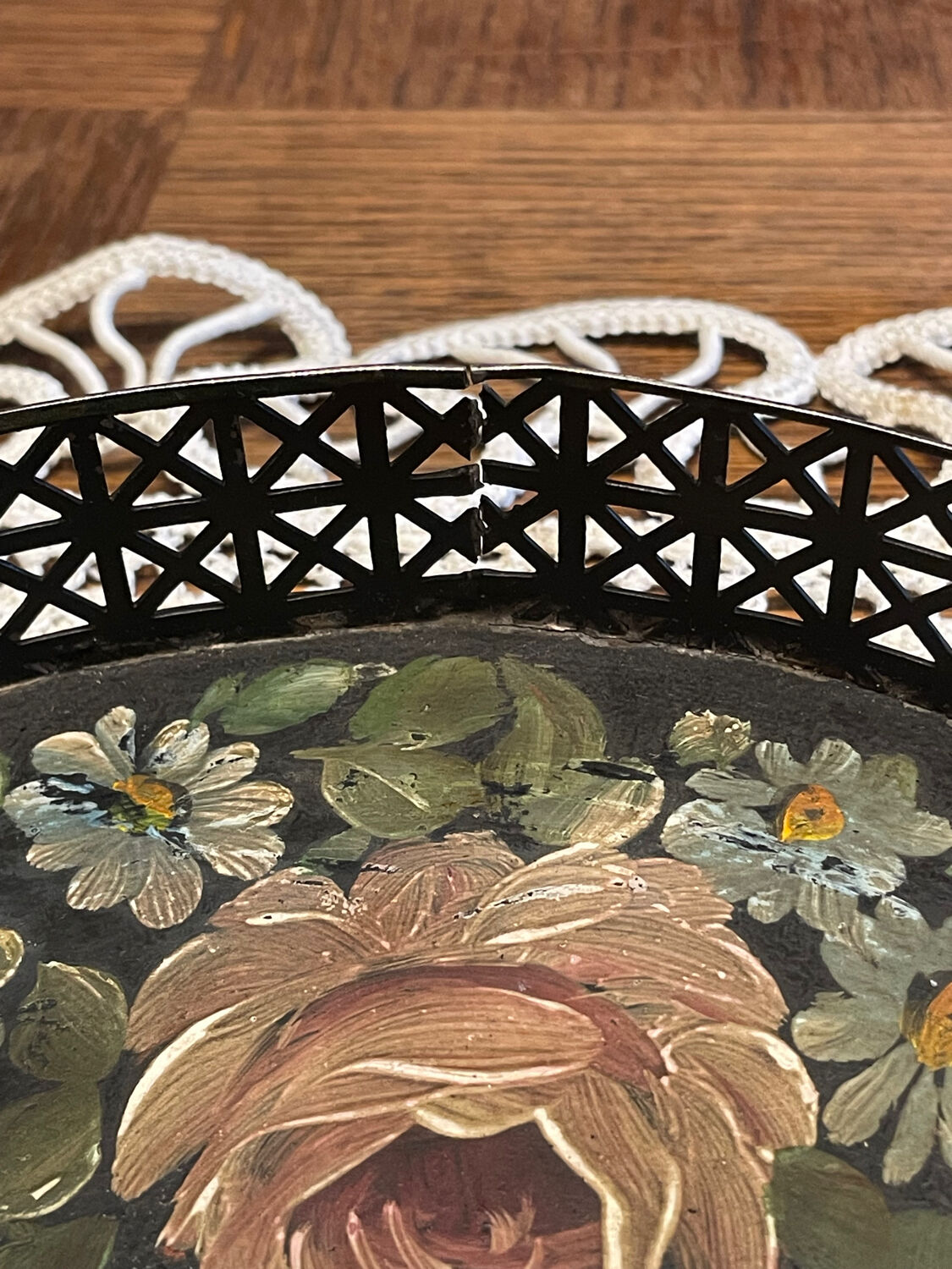 Oval painted tin tray Napoleon III