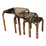 Chrome and smoked glass nesting tables