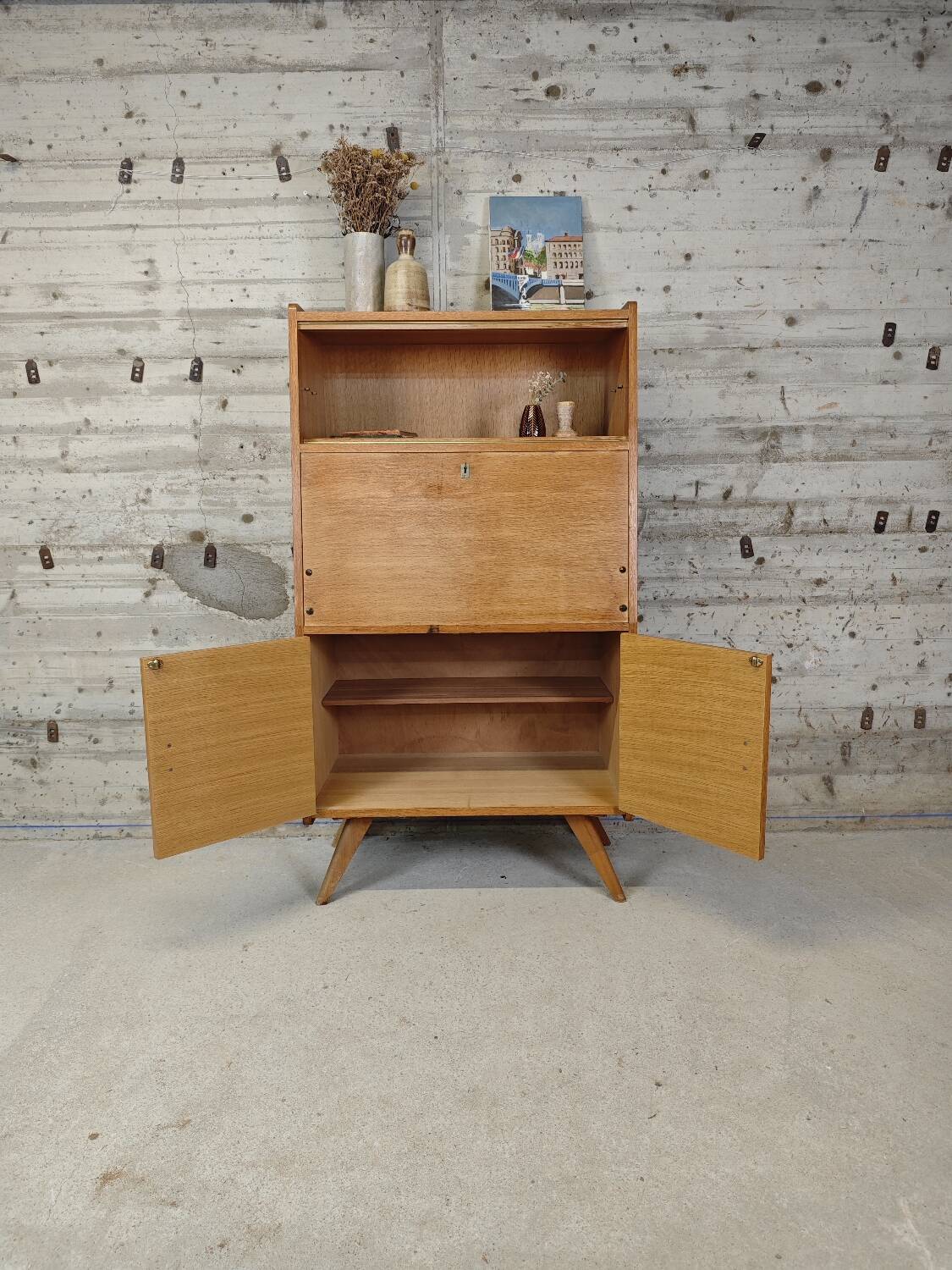 Vintage secretary with compass legs