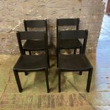 4 vintage 1960 black chairs