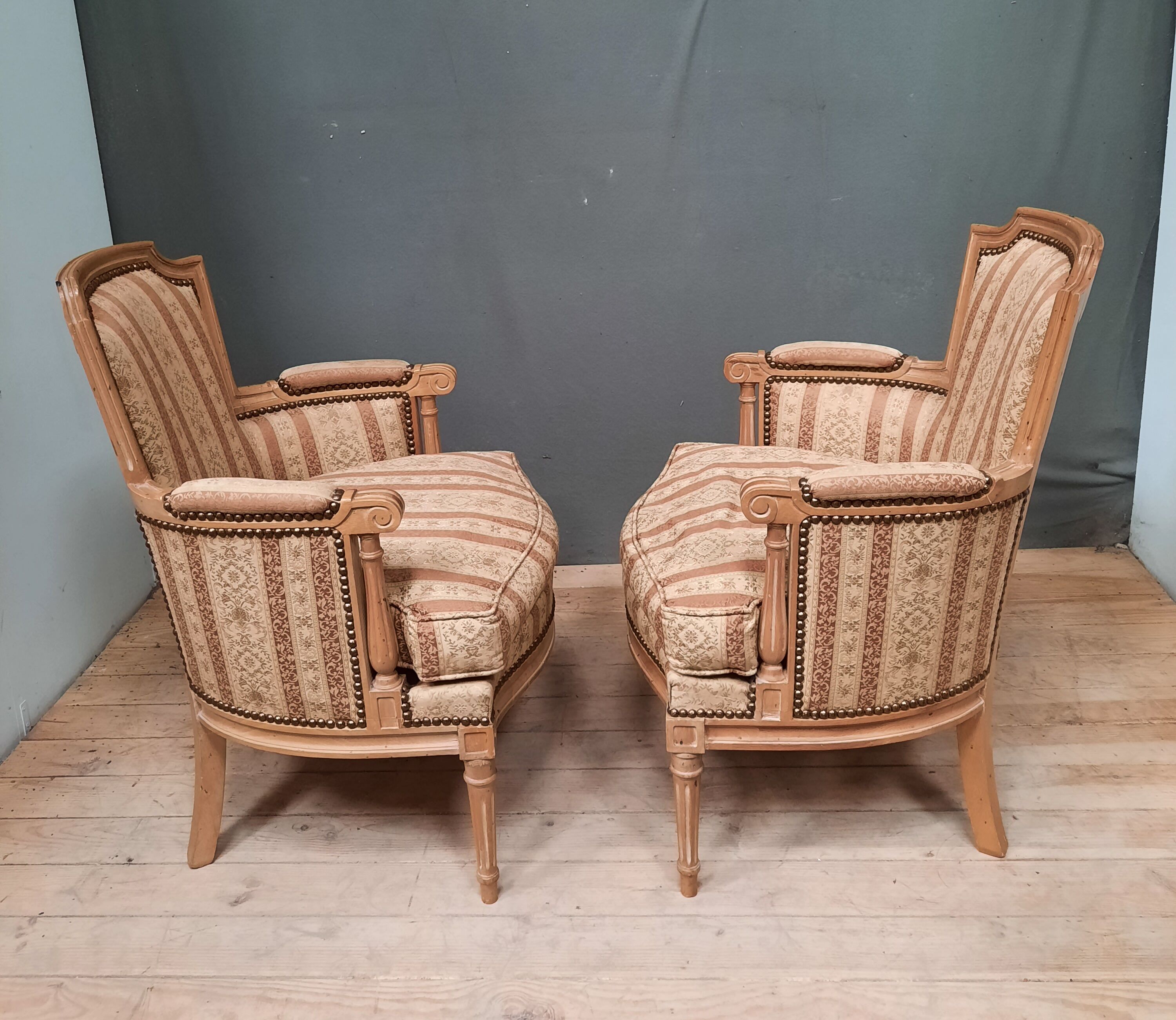 Pair of Louis XVI style armchairs
