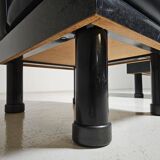 Black leather loungers in the style of The Brisk One by Ettore Sottsass, 1980.