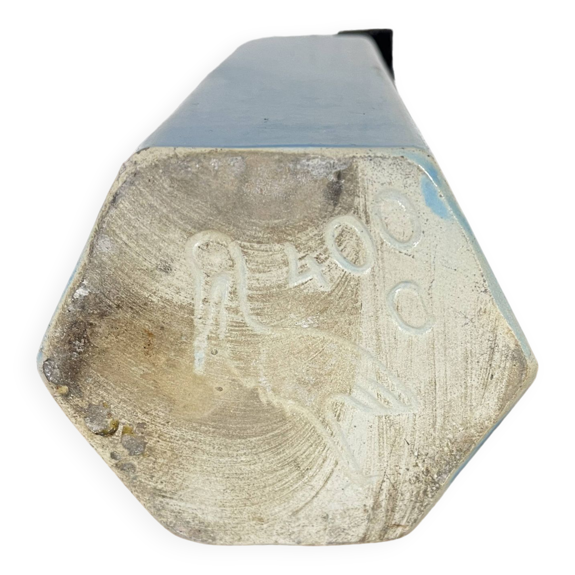 Blue glazed stoneware bottle