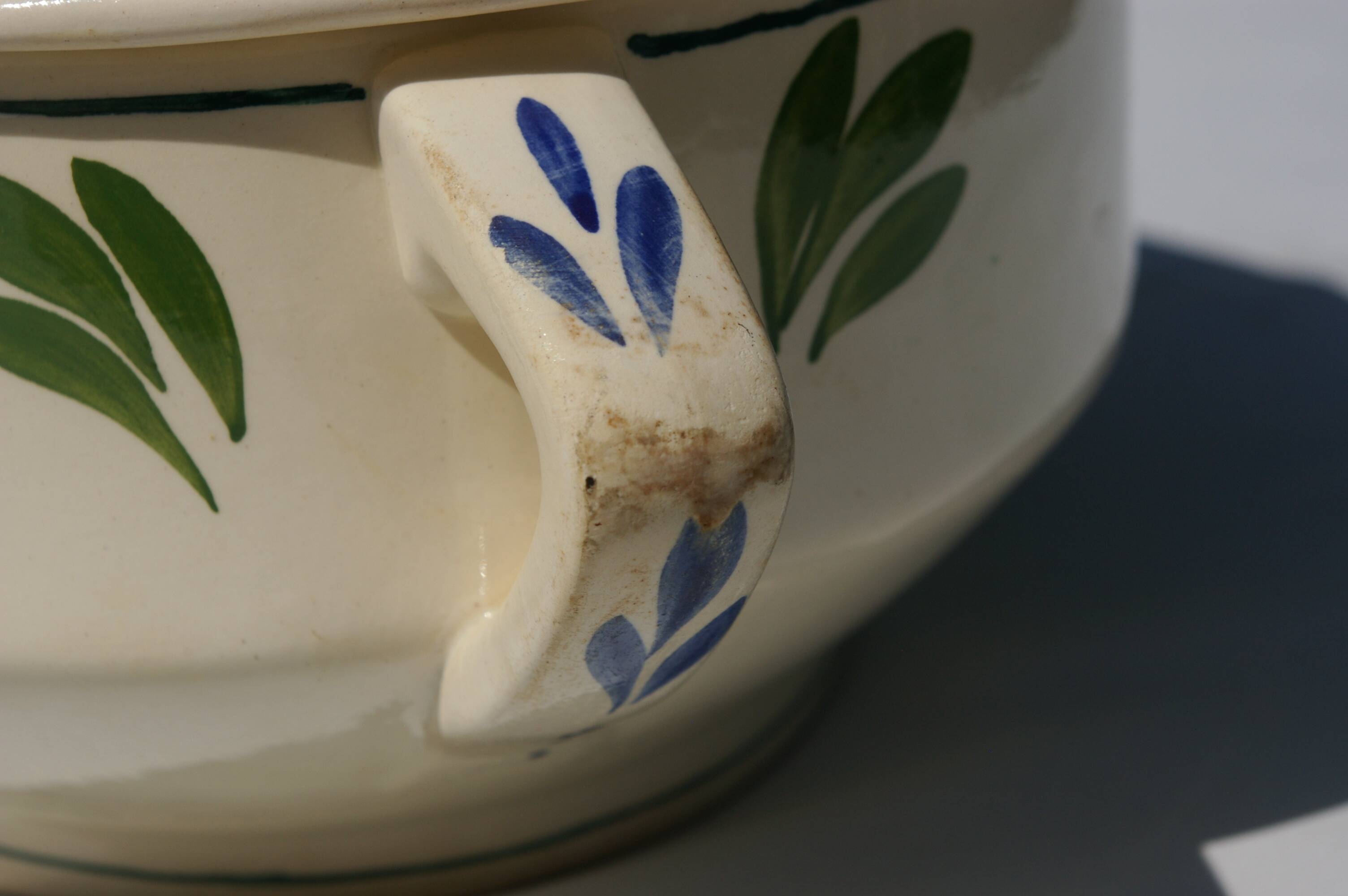 Earthenware tureen UC Sarreguemines Rusticana model hand painted floral decoration