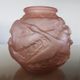 Art Deco vase in pink moulded glass "bird motif" 40s