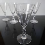 Set of 4 vintage engraved crystal port glasses 20th century