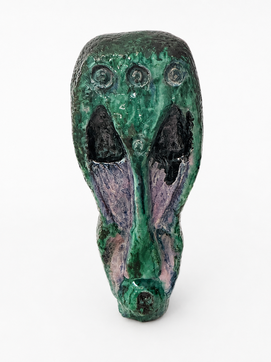 Brutalist Ceramic Mask Sculpture Postmodern Art Ceramic Head 30cm