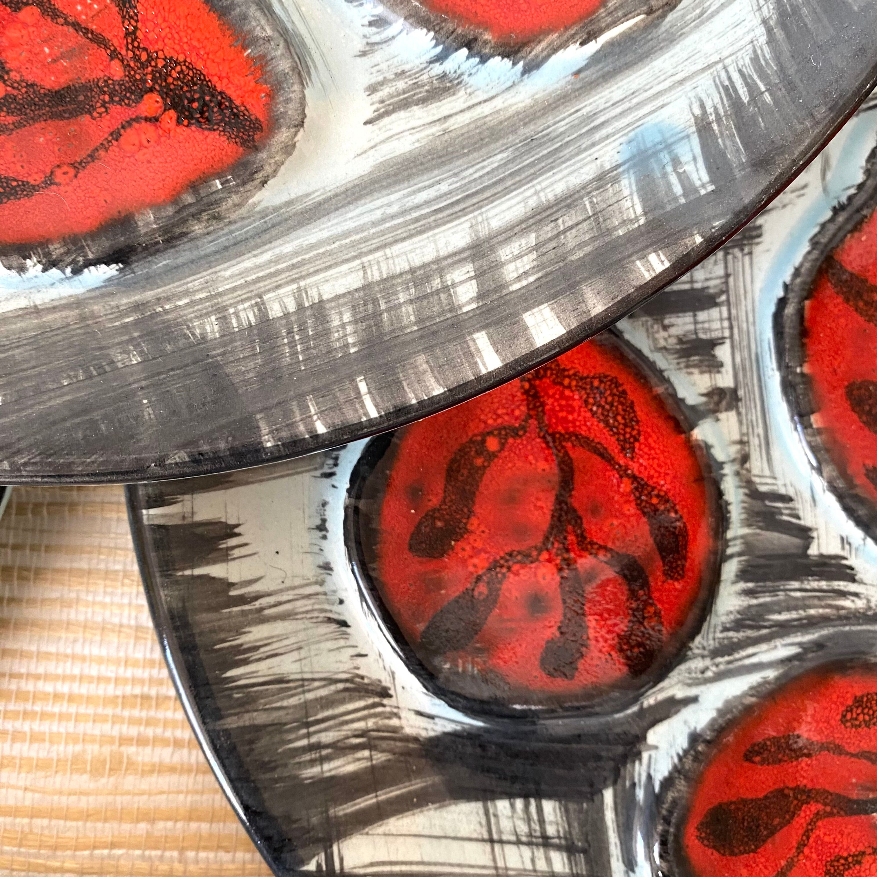 Vintage MBFA Pornic oyster barbotine plates from the 60s