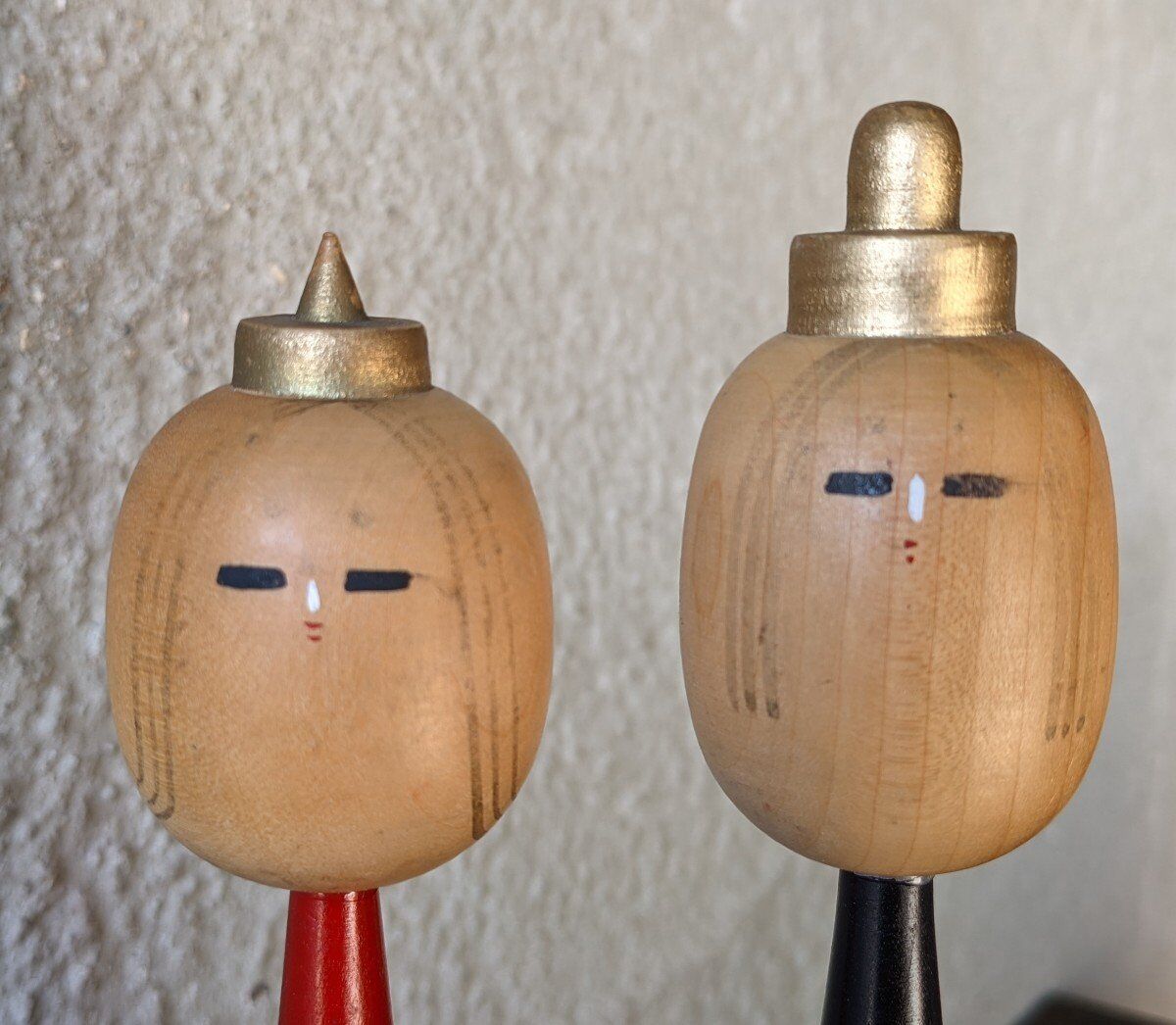 Imperial couple two kokeshis dolls circa 1970 Japan