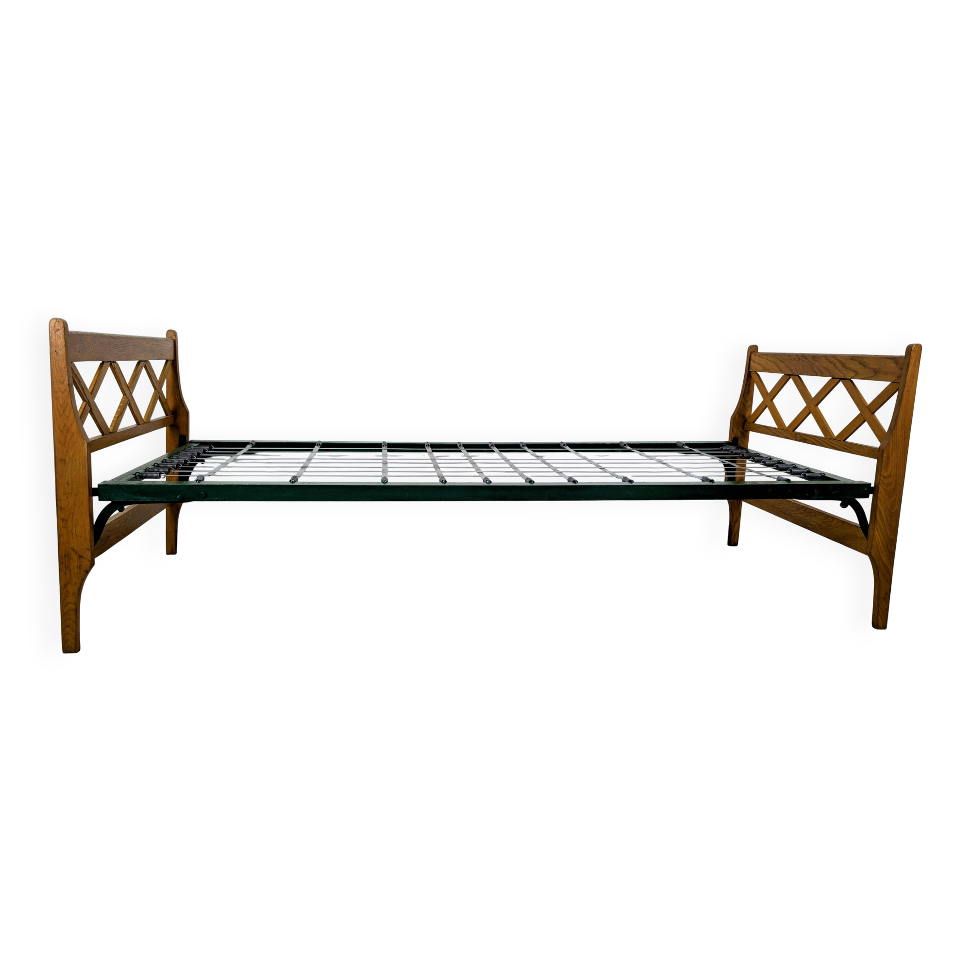 Vintage folding bed – wood and metal – 206 cm – rustic charm and practicality