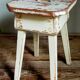 Workshop stool in antique patinated solid wood