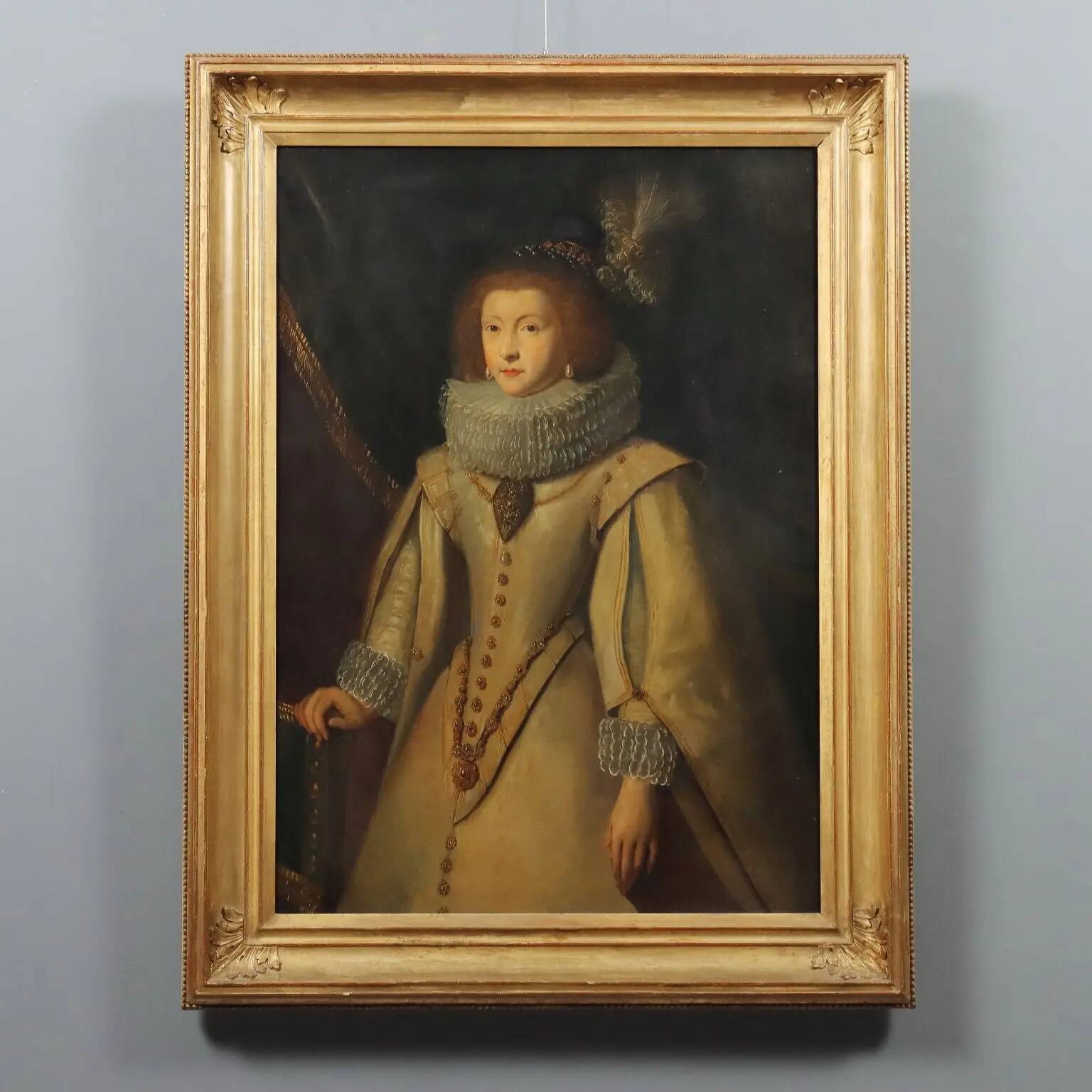 Peinture ancienne Portrait d'une noble dame, huile sur toile, XIXe siècle