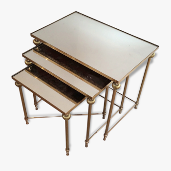 Pull-out tables brass Suite. Around 1940.