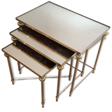 Pull-out tables brass Suite. Around 1940.