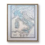 Italy, old map, printed in 1852.