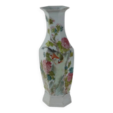 Antique hexagonal baluster vase in glazed porcelain, China, 1910-1920