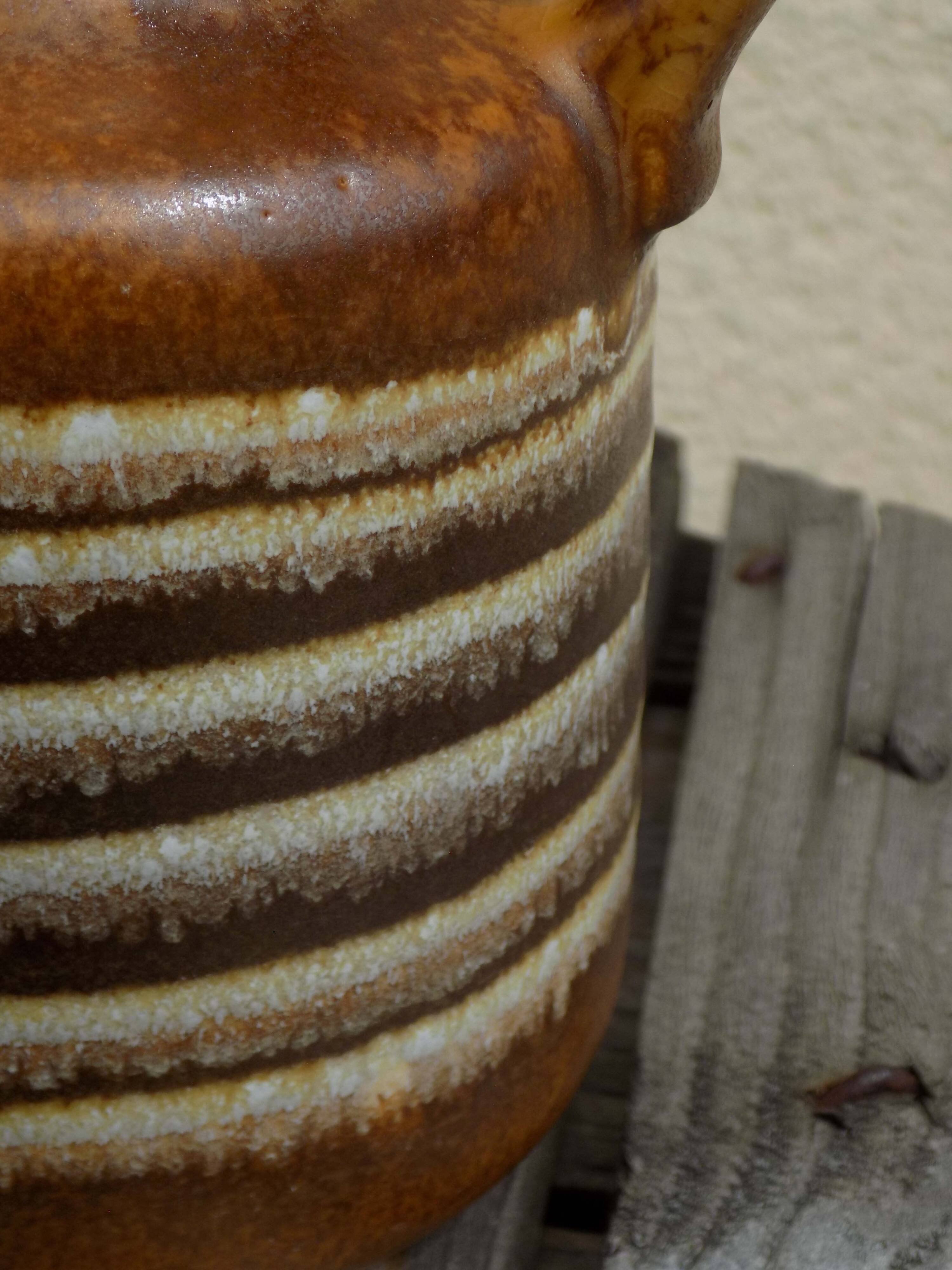 Striped stoneware vase