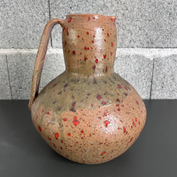 Pichet XL en grès pyrité signé