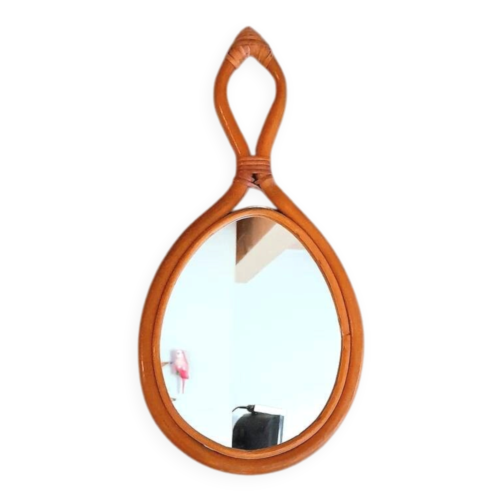 1960s rattan drop mirror