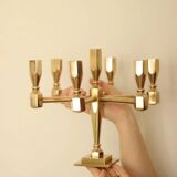 Swedish vintage brass seven arm candelabra by Gusum