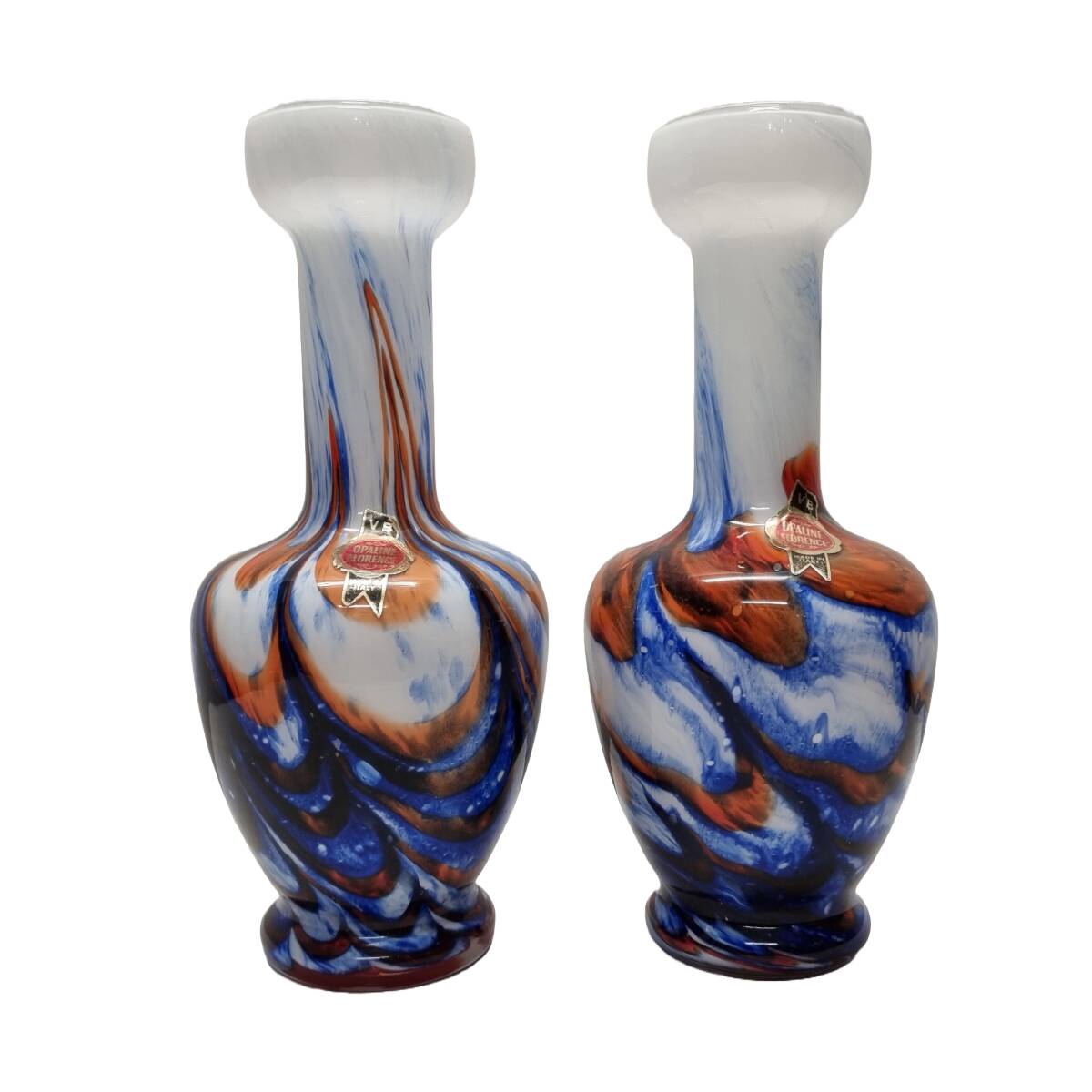 2 Vintage Italian Opaline Vases, 1950s