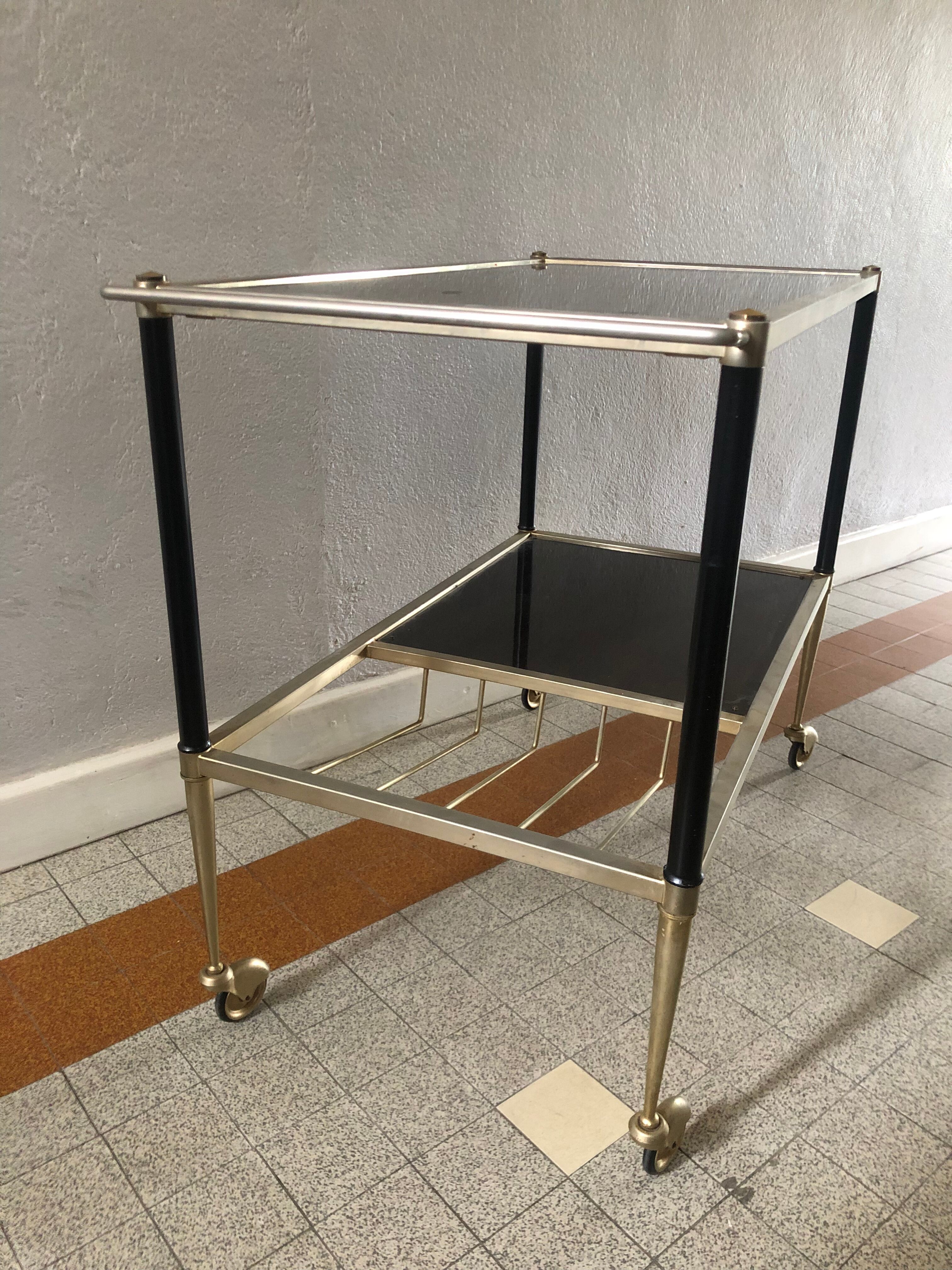 Desserte à roulettes meuble platine vinyles vintage