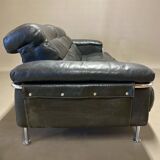 3-seater leather and chrome sofa design 1960.