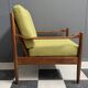 Yellow fabric and wood relax chair 1960s