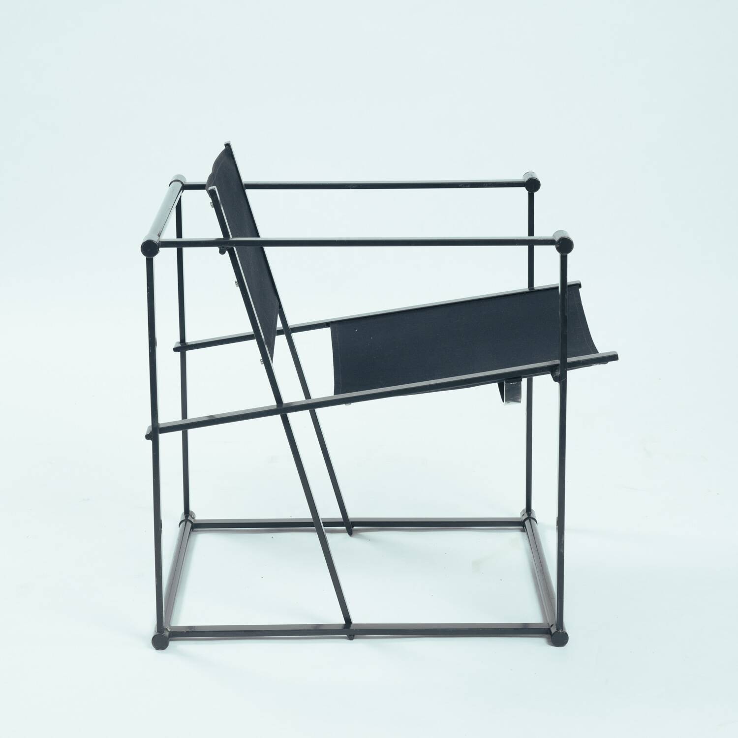 Radboud van Beekum black postmodern cube chair fm62, The Netherlands, 1981