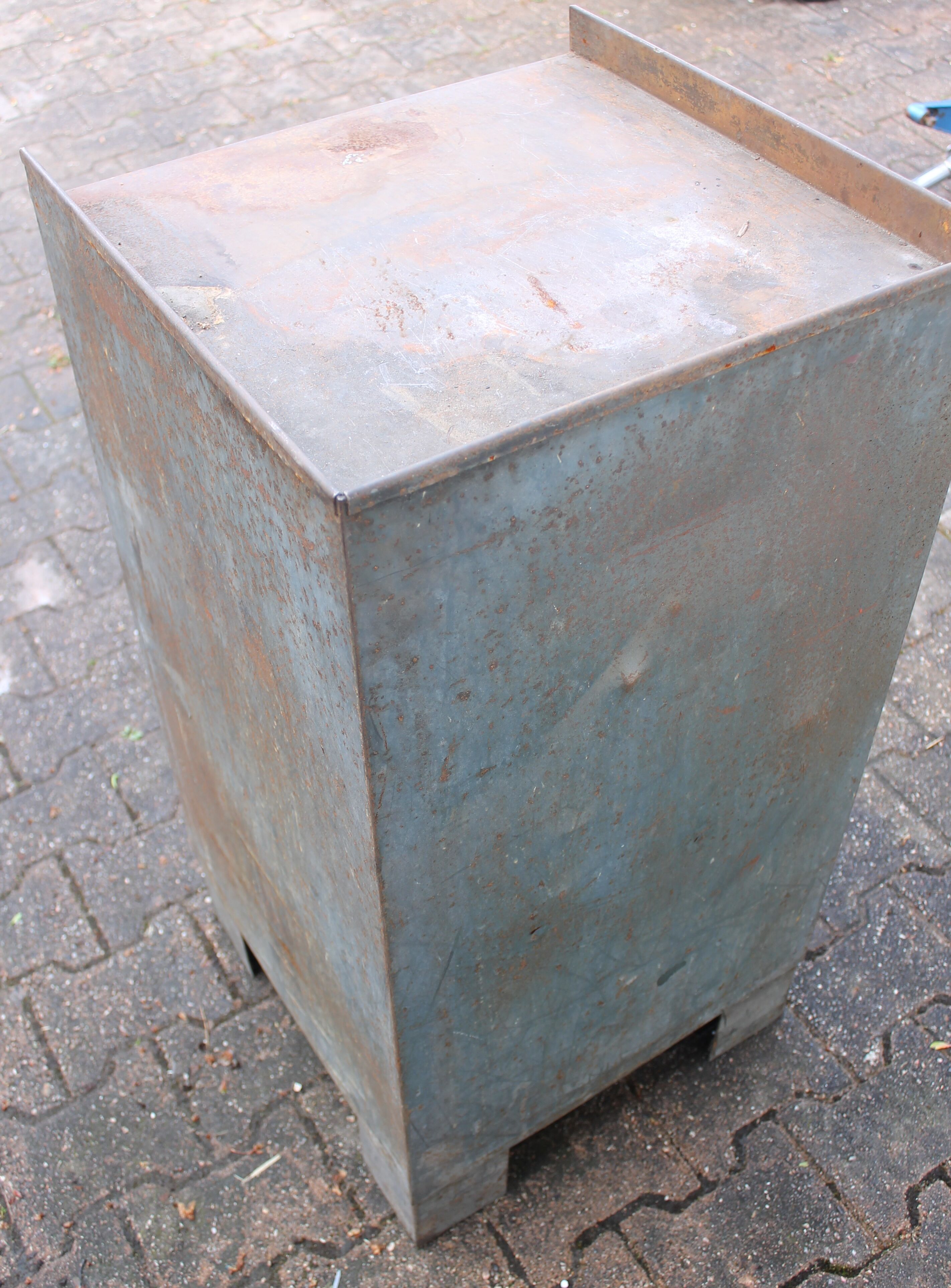Grey industrial metal cabinet to be restored