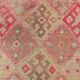 Vintage Runner Kilim, Tons Rose et Beige, Motifs Anatoliens Géométriques