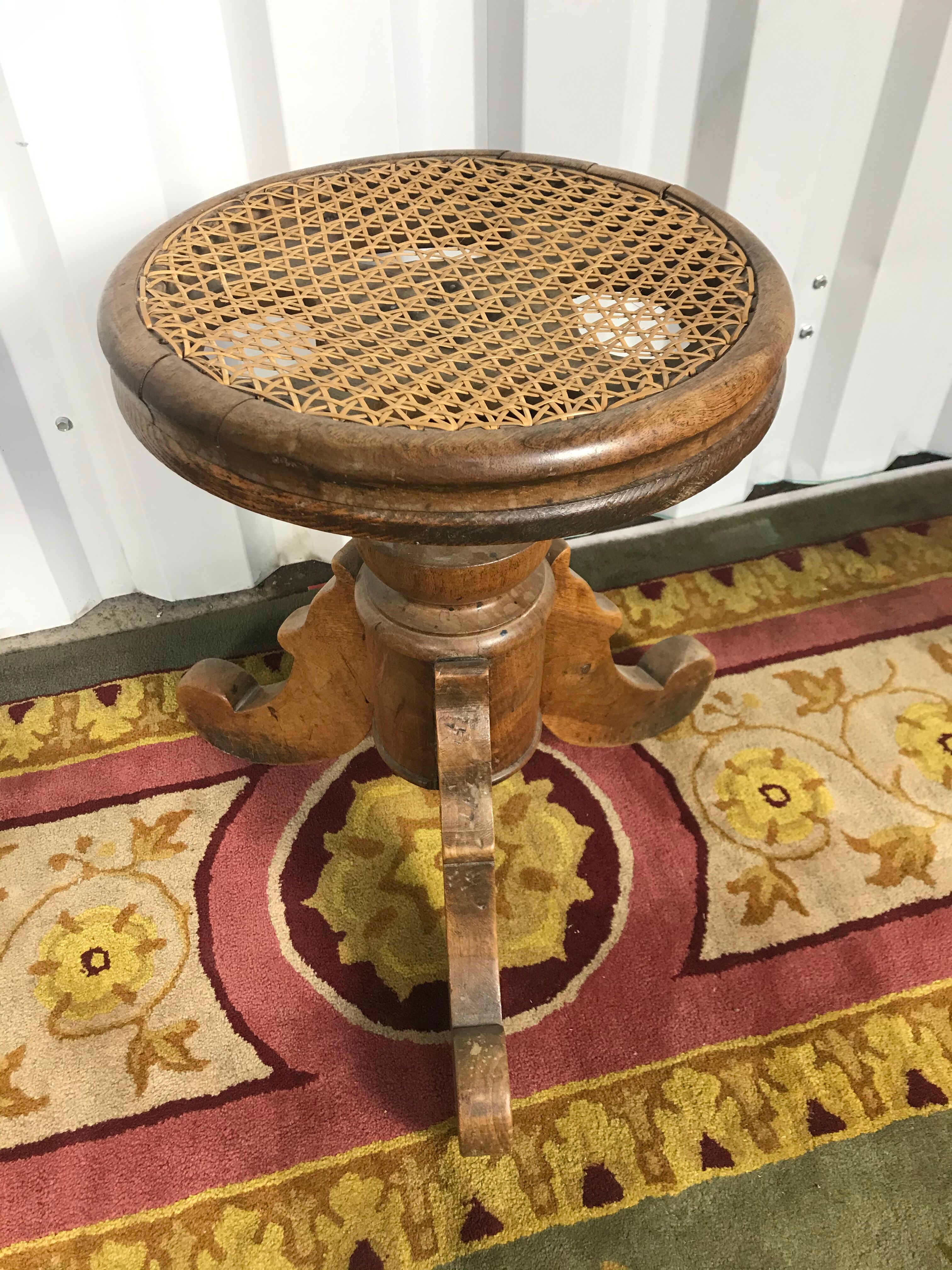 Piano stool in walnut and canning