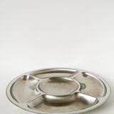 Large round compartmentalized dish in chrome-plated steel, Couzon, Design, 1970 - 35