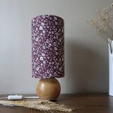 vintage round wooden lamp, lampshade with small Liberty flowers