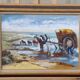 Framed oil on canvas signed Riotte seaweed collector L 81.5 cm Brittany Finistère